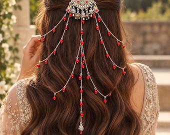 Bijou kabyle pour mariée fait main. Bijou de tête amazigh acier inoxydable - bijou berbère femme -  Fait main