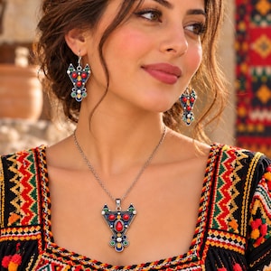 Damsmycken - Amazigh Kabyle Berber traditionell minimalistisk stil med kedja - Etniska smycken - Kabyle smycken