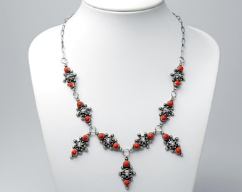 COLLIER ARGENT 925 authentique et artisanal Argent massif - collier Kabyle Ancien – Argent Massif & Véritable Corail – Années 70