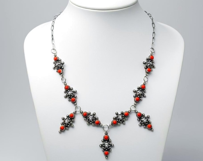 COLLIER ARGENT 925 authentique et artisanal Argent massif - collier Kabyle Ancien – Argent Massif & Véritable Corail – Années 70