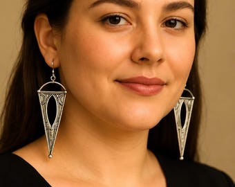 Boucles d'oreilles amazigh berbère Touareg femme - boucles d'oreilles berbère- ethnique- bijoux amazighs.
