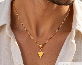Collier homme / femme- avec triangle, signe amazigh de la force masculine – collier berbère-  Grande qualité acier inoxydable