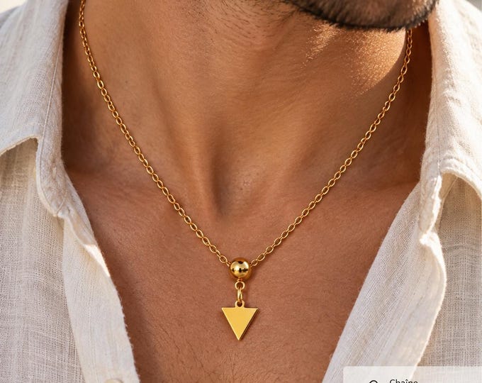 Collier homme / femme- avec triangle, signe amazigh de la force masculine – collier berbère-  Grande qualité acier inoxydable