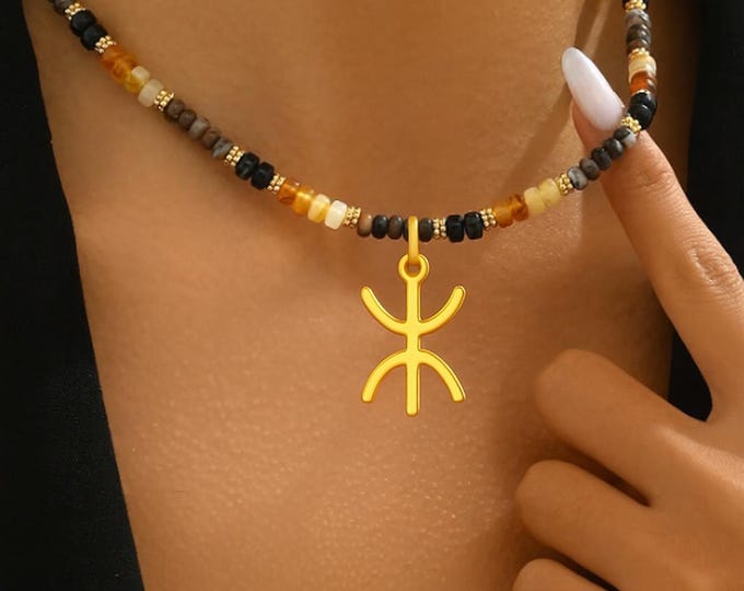 Collier amazigh berbère femme - homme - avec le signe ⵣ amazigh – collier berbère- collier ethnique- bijoux amazighs
