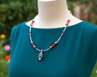 Collier amazigh acier inoxydable - collier berbère femme - Collier KABYLE– collier berbère- collier ethnique- bijoux amazighs. Fait main