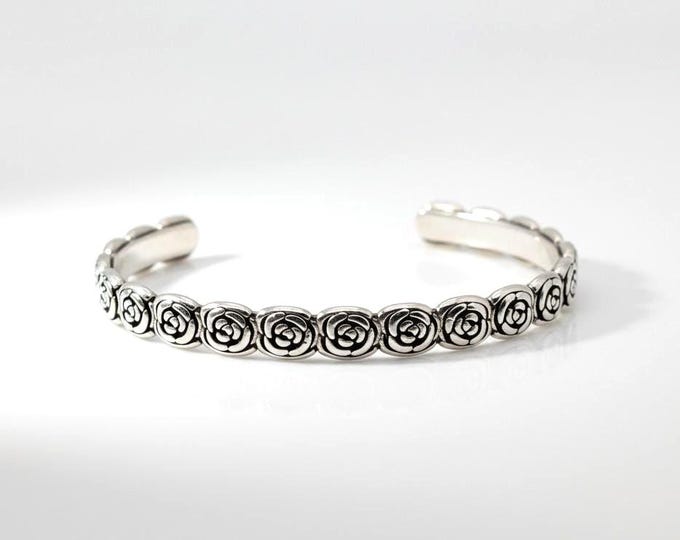 Bracelet argent 925 femme et homme – Bracelet rigide fleurs ciselées – Bijou très grande qualité, argent inspiration kabyle – bohème chic