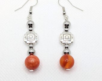 Boucles d'oreilles inspiration amazigh berbère femme - boucles d'oreilles berbère- ethnique- Pierres naturelles et acier inoxydable