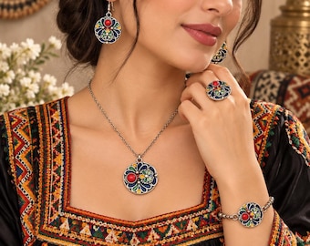 Eléments de parure femme- amazigh kabyle berbère traditionnelle minimaliste avec une chaîne– Parure ethnique - parure kabyle