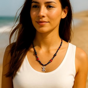 Amazigh women&#39;s necklace with natural beads - with the Amazigh ⵣ sign - Berber necklace - ethnic necklace - Handmade, unique jewelry