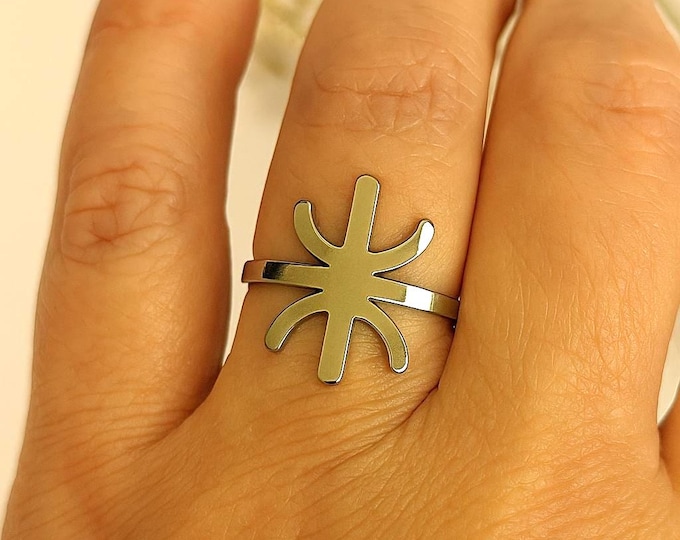 Bague homme - femme- avec le signe ⵣ amazigh – bague berbère- bague ethnique - bague Kabyle - Grande qualité acier inoxydable
