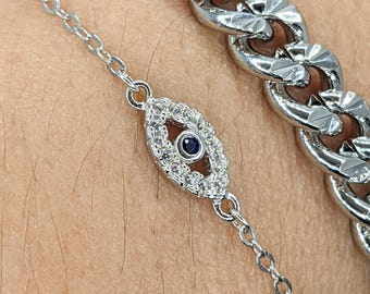 Bracelet femme argent sterling 925 - avec le signe oeil protecteur –  bracelet ethnique - Grande qualité