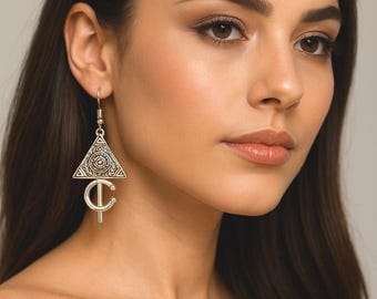 Boucles d'oreilles amazigh berbère femme argent plaqué -Tizerzit– boucles d'oreilles berbère- ethnique- bijoux amazighs. Fait main