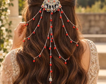 Bijou kabyle pour mariée fait main. Bijou de tête amazigh acier inoxydable - bijou berbère femme -  Fait main