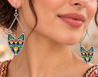 Boucles d'oreilles ARGENT 925 authentiques et artisanales Argent massif - Boucles des années 70-80. Boucles anciennes – Argent Massif
