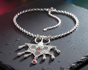 Collier amazigh berbère femme - Collier Tizerzit– collier berbère- collier ethnique- bijoux amazighs