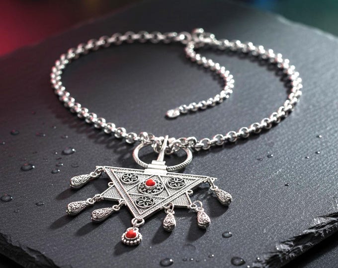 Collier amazigh berbère femme - Collier Tizerzit– collier berbère- collier ethnique- bijoux amazighs