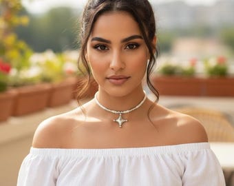 Collier amazigh berbère mixte - Collier  croix du sud Touareg– collier berbère- collier ethnique- bijoux amazighs