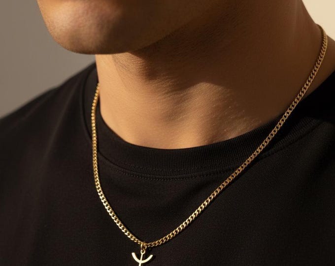 Collier homme - femme- avec le signe ⵣ amazigh – collier berbère- collier ethnique - Grande qualité acier inoxydable