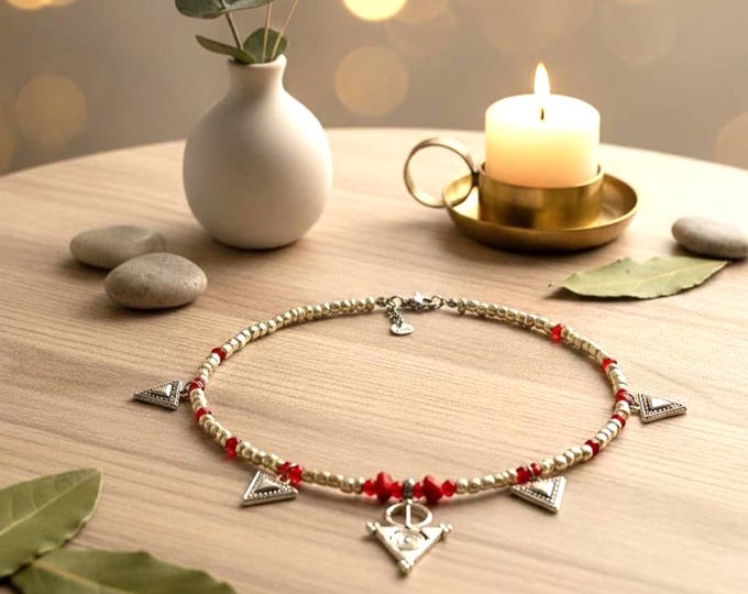 Collier amazigh berbère femme - Collier Tizerzit– collier berbère- collier ethnique- bijoux amazighs. Fait main