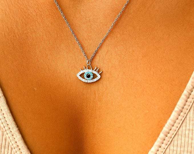 Collier femme- avec le signe oeil protecteur – collier ethnique - Grande qualité acier inoxydable