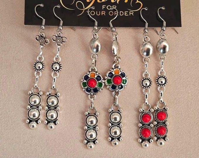 Lot de 3 paires de boucles d'oreilles kabyles - Bijou amazigh – bijou berbère- bijou ethnique- Bijou kabyle