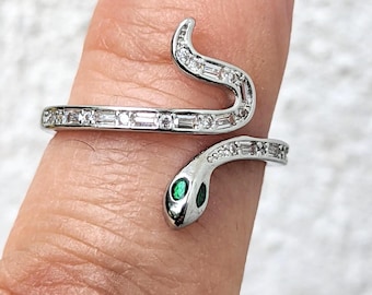 Bague argent femme motif serpent- Taille ajustable. 925 en argent Sterling de luxe plaqué - qualité bijoux Zircon serpent