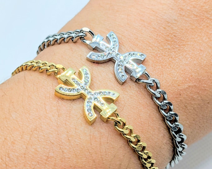 Bracelet amazigh homme - femme- 316L plaqué or 18K - Signe ⵣ amazigh – bracelet berbère- bracelet ethnique - Kabyle