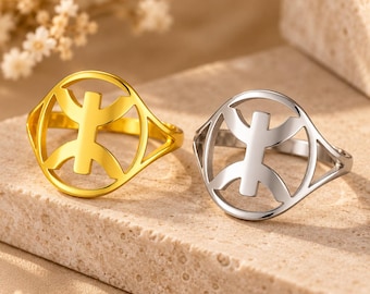Magnifique bague unisexe - avec le signe ⵣ amazigh – bague berbère- bague ethnique - bague Kabyle - Grande qualité acier inoxydable