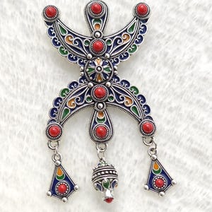 Magnifik berberisk Amazigh-brosch för kvinnor - Berberisk - etnisk - Kabylisk Amazigh-smycke i emaljerad metall.