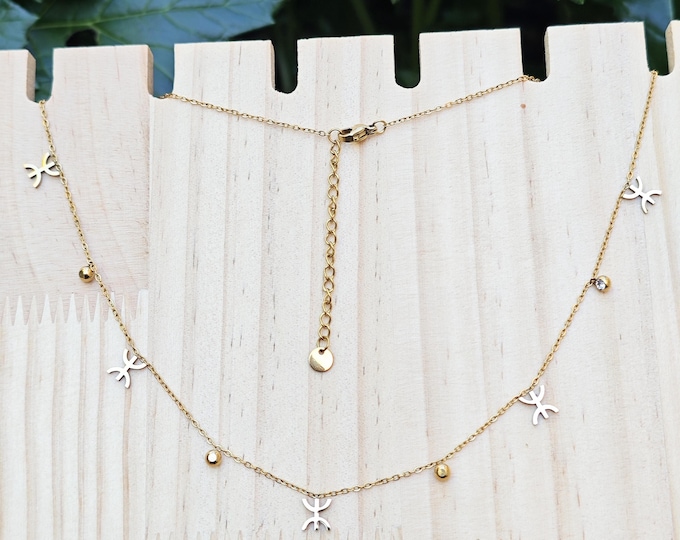 Magnifique collier femme acier inoxydable - avec le signe ⵣ amazigh – collier berbère- collier ethnique - Grande qualité acier inoxydable