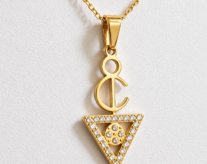 Collier amazigh berbère femme acier inoxydable et pierres zircon- Tout plaqué or 18K pour le doré et plaqué Rhodium pour l'argenté