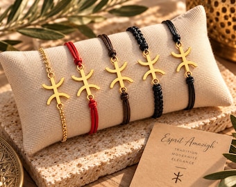 Bracelet amazigh coeur homme /femme- avec le signe ⵣ amazigh – bracelet berbère- bracelet ethnique - Kabyle - acier inoxydable