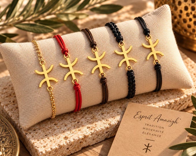 Bracelet amazigh coeur homme /femme- avec le signe ⵣ amazigh – bracelet berbère- bracelet ethnique - Kabyle - acier inoxydable