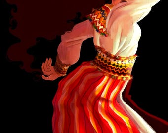 Poster fait main par une jeune artiste kabyle - affiche - art mural - amazigh à télécharger, haute résolution d'image Poster femme rebelle