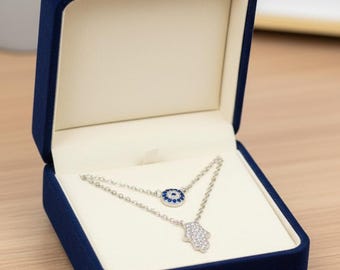 Collier argent sterling 925 double collier et pendentif en argent massif - Minimaliste élégant - tout type d'occasions
