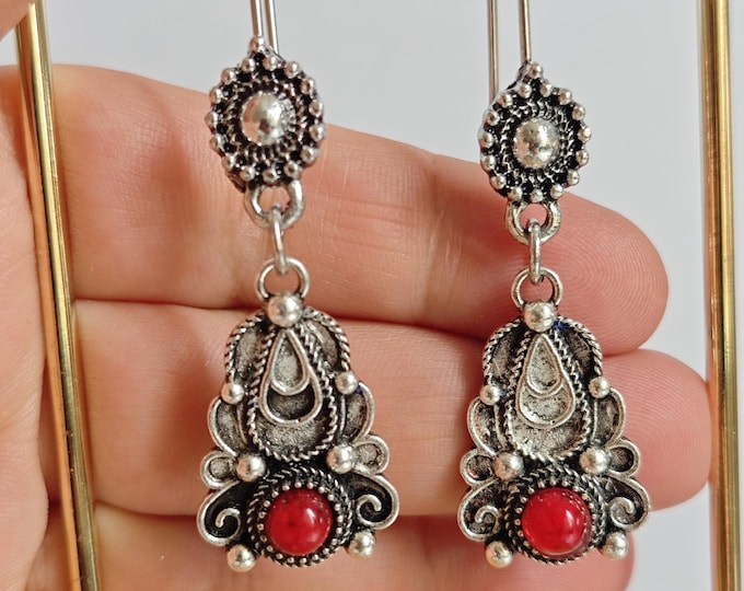 Boucles d'oreilles amazigh berbère femme sans émail - boucles d'oreilles berbères- ethnique- bijoux amazigh.