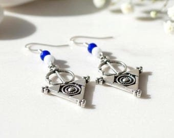 Boucles d'oreilles amazigh berbère femme argent plaqué -Tizerzit– boucles d'oreilles berbère- ethnique- bijoux amazighs. Fait main