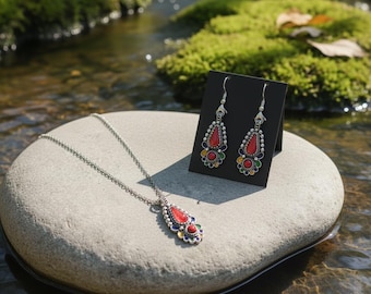 Parure femme- amazigh kabyle berbère traditionnelle minimaliste avec une chaîne en acier inoxydable