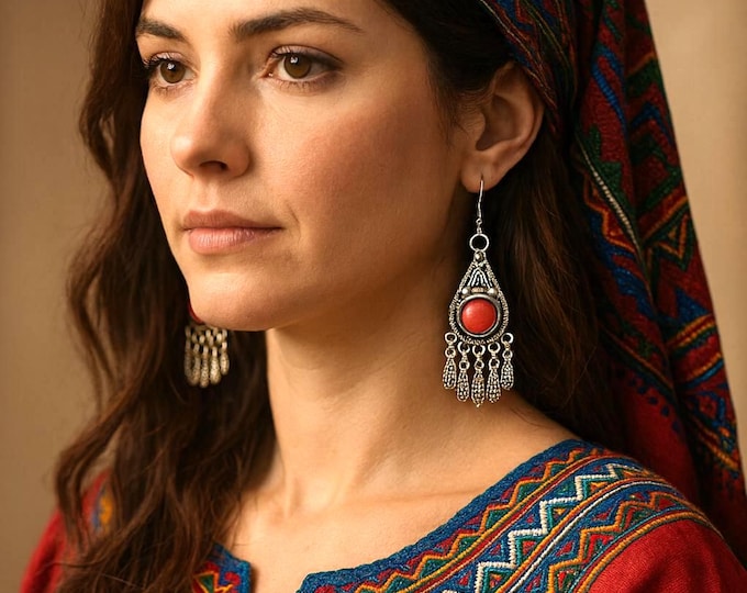 Boucles d'oreilles amazigh berbère femme - boucles d'oreilles berbère- ethnique- bijoux amazighs.