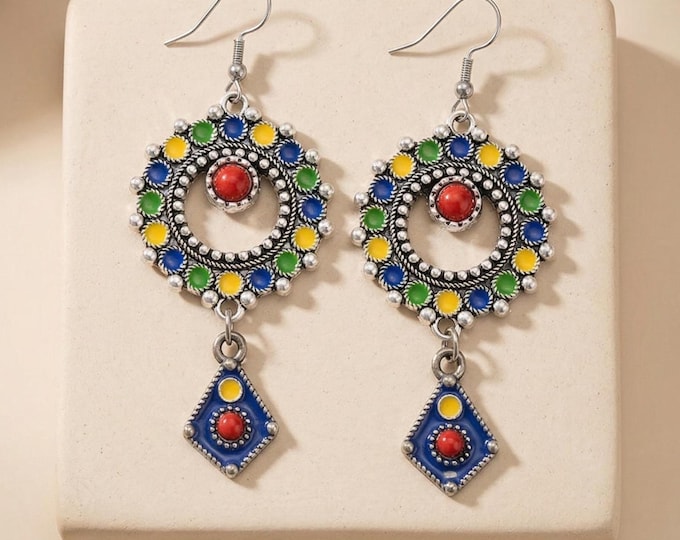 Boucles d'oreilles kabyles - Bijou amazigh – bijou berbère- bijou ethnique- Bijou kabyle