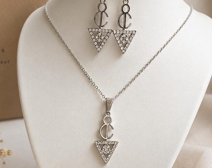 Parure femme - amazigh kabyle berbère acier inoxydable et pierres zircon- Tout plaqué or 18K pour le doré et plaqué Rhodium pour l'argenté