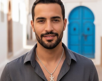 Collier homme - femme- avec le signe ⵣ amazigh – collier berbère- collier ethnique - Grande qualité acier inoxydable
