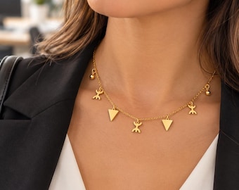Collier femme- avec le signe ⵣ amazigh – collier berbère- collier ethnique - Grande qualité acier inoxydable
