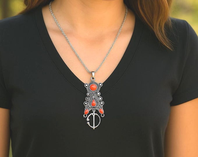Collier amazigh berbère femme - Collier Tizerzit– collier berbère- collier ethnique- bijoux amazighs.
