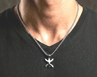 Collier homme avec le signe ⵣ amazigh – collier berbère- collier ethnique - Acier inoxydable avec magnifique chaîne