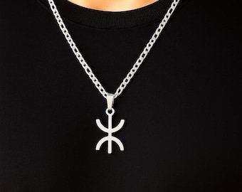 Collier homme - femme- avec le signe ⵣ amazigh – collier berbère- collier ethnique - Grande qualité acier inoxydable