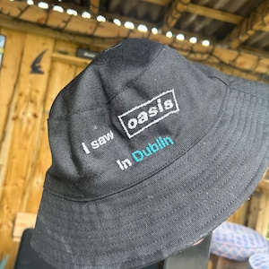 Hand Embroidered Oasis Bucket Hat: 90s Britpop Festival Style