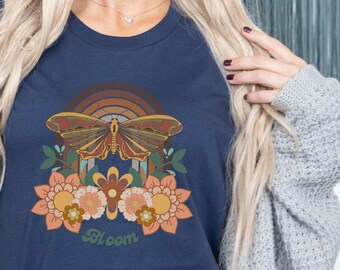 Butterfly Tshirt, Retro Rainbow Tshirt, Mushroom Tshirt, Unisex Oversized Tshirt, Music Festival Tshirt, Boho Gift, Fairycore Clothi