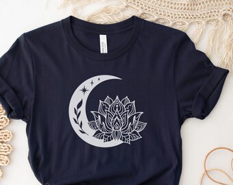 Celestial Shirt, Mystical Shirt, Lotus Moon Shirt, Moon Child Shirt, ALT Clothing, Y2K Shirt, Boho Tshirt, Bohemian Tshirt