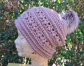 Soft Slouch Bobble Hat, Pompom Hat, Crochet Hat, Unisex Hat, Dreadlock Slouch Beanie Hat